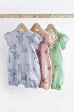 Next Baby Pamuklu Kedi Desenli 3’lü Romper Set