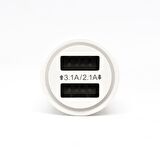 Winex W001 USB A Çift Çıkışlı 3.1A Araç Şarj Aleti Beyaz