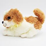 Peluş Sesli Yatan Köpek - Krem Kahverengi
