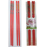 Chopstick Yemek Çubuğu Haşi Kırmızı 2 Çift Orijinal Desenli