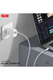 CE16 Çoklu Hızlı Şarj Adaptörü,GaN,2 Cihaza Kadar Şarj,1 Type-C 1 Usb-A,45W Max Power,Akım Korumalı