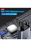 CC62 Araç Hızlı Şarj Cihazı,104W,Type-C 65W Hızlı Şarj,Lightning Kablo,Type-C-Usb Giriş,Siyah