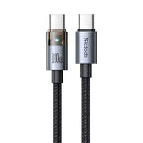 MCDODO CA-5580 TYPE-C TO TYPE-C 100W 1.2M ŞEFFAF KABLO Şarj ışıklı