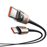 MCDODO CA-5581 TYPE-C TO TYPE-C 100W 1.2M ŞEFFAF KABLO Şarj Işıklı