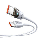 MCDODO CA-5582 TYPE-C TO TYPE-C 100W ŞEFFAF KABLO ŞARJ IŞIĞI İLE BEYAZ
