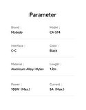 Mcdodo CA-5740 100W Typec Typec Hızlı Şarj Kablosu 1.2m - Siyah