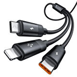 MCDODO CA-5790 3'ü 1 arada USB-A'dan USB-C'ye + Lightning + Mikro USB Şarj ve Veri  aktarım Kablosu 1,2 M