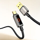 MCDODO CA-6650 USB-A - USB-C OTOMATİK KAPANMA KABLOSU HALO SOLUNUM IŞIĞI İLE SİYAH