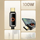 MCDODO CA-6650 USB-A - USB-C OTOMATİK KAPANMA KABLOSU HALO SOLUNUM IŞIĞI İLE SİYAH