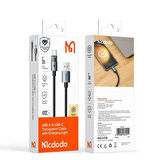 MCDODO CA-6890 USB-A TO TYPE-C 1,2 m Şeffaf Kablo Şarj Işıklı