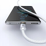 MCDODO CA-6892 USB-A - TYPE-C ŞEFFAF KABLO ŞARJ IŞIĞI İLE BEYAZ