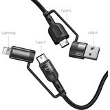 Mcdodo CA-8070 60W 3A 4in1 Hızlı Şarj Data Kablo 1.2M  Siyah
