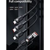Mcdodo 100W 3İn2 Pd Hızlı Data-Şarj Kablosu 6A 1.2M-Siyah Ca-8800