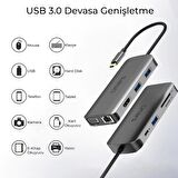 Omars Type-C to 3*USB 3.0 HDMI RJ45 HDMI PD Micro SD/SD VGA Çoklayıcı Adaptör