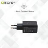 Omars Type-C 18 Watt Hızlı Şarj Aleti Siyah