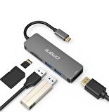 Omars 5 Port Type-C 4K HDMI Video Transferi 5Gbps USB 3.1 SD/TF Kart Uyumlu Hub Çoklayıcı Adaptör