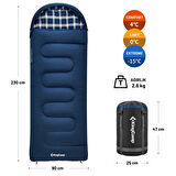 KingCamp Cloud 400 Ultra -15°C Geniş Uyku Tulumu Navy Sağ F.