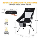 KingCamp Canna High Back Ultralight Katlanır Kamp Sandalyesi Black