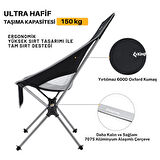 KingCamp Canna High Back Ultralight Katlanır Kamp Sandalyesi Black