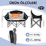 KingCamp Loveseat Double Çift Kişilik Katlanır Kamp Sandalyesi B.Grey