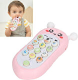 Diş kaşıyıcılı bebek telefonu sarı-pembe-mavi renk