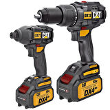 CAT DX12K.2 18Volt/4.0Ah Li-ion Çift Akülü Kömürsüz Profesyonel Şarjlı Darbeli Matkap + DX71.2 Kömürsüz Darbeli Tornavida Kombo Set