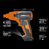 WORX WX265.9 20Volt 200Nm Kömürsüz Profesyonel Şarjlı Darbeli Tornavida (Akü Dahil Değildir)