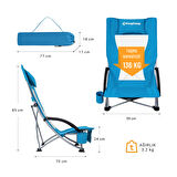 KingCamp Lilac High Comfort Plaj ve Dinlenme Sandalyesi Blue