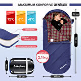 KingCamp FreeSpace 250 Relax -8°C Geniş Uyku Tulumu Navy Sol F.