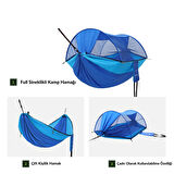 KingCamp Multi-function 3 ü 1 Arada Çift Kişilik Cibinlikli Hamak Blue