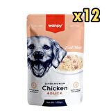 Wanpy Pouch Tavuk&Ördek Yaş Köpek Maması 100 gr x 12 Adet