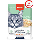 Wanpy Pouch Tavuklu & Deniz Taraklı Yaş Kedi Maması 85 gr x 12 Adet