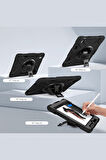 iPad Air 11 2025 M3 Çip Uyumlu Defender Askılı 360° Dönebilir Standlı Zırh Tablet Kılıfı