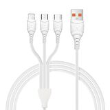 ZUOCI ŞARJ KABLOSU ÜÇLÜ 5A FAST CHARGER IPHONE MICRO TYPE-C 1MT BEYAZ