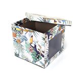 SAKLAMA KUTUSU TROPİKAL DESENLİ PENCERELİ 28X28X26CM 20 LİTRE