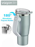 Vagonlife Pipetli Çelik Termos Matara 950 ml Yeşil