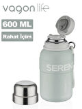 Vagonlife Çelik Termos Matara 600 ml Mavi