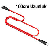 HOCO X21 Plus PD 20W Type-C to iPhone Lightning Silikon Hızlı Şarj ve Data Kablosu (Siyah-Kırmızı)