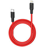 HOCO X21 Plus PD 20W Type-C to iPhone Lightning Silikon Hızlı Şarj ve Data Kablosu (Siyah-Kırmızı)