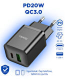 Hoco N28 Founder Tek Type-C 20W ve Tek Usb-A 18W Portlu Şarj Adaptörü