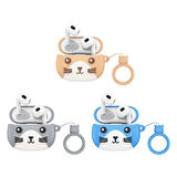 Ew46 Pro Ios Android Uyumlu Tws Bluetooth 5.3 Kablosuz Kulaklık Silikon Kedi Desenli Kılıf Ile Mavi