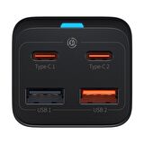 Baseus GaN3 Pro 65 Watt Hızlı Şarj Aleti Siyah
