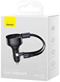 Baseus 2in1 Makaralı 30W Hızlı Şarj Type-C + Lightning iPhone Araç Şarj Cihazı