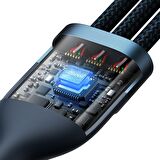 Baseus Flash Series 100W Ultra Hızlı Telefon Tablet Macbook Çoklu 3 in 1 Şarj Kablosu 120cm