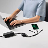Baseus 66W Makaralı 3in1 Type-C + Lightning + Micro USB Kablo Hızlı Şarj Kablosu (Siyah)