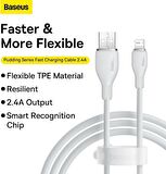 Baseus Pudding Hızlı Şarj Özellikli Lightning 2.4 A. Kablo 1.2m - Beyaz