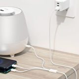 Baseus Superior 3in1 Hızlı Şarj Özellikli USB To M+L+C 3.5A Hızlı Şarj Kablosu iPhone 15 Uyumlu 0.5m.