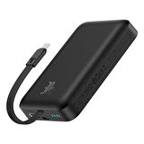 Baseus MgSafe Mini 30W 10.000 mAh Type-C Kablolu Kablosuz Şarjlı Powerbank Siyah