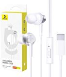 Baseus Encok CZ11 Type-C Mikrofonlu Kulaklık-Beyaz