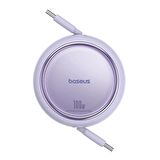 Baseus Free2 Draw Mini Makaralı Type-C to Type-C 100W Kablo 1 Metre - Mor